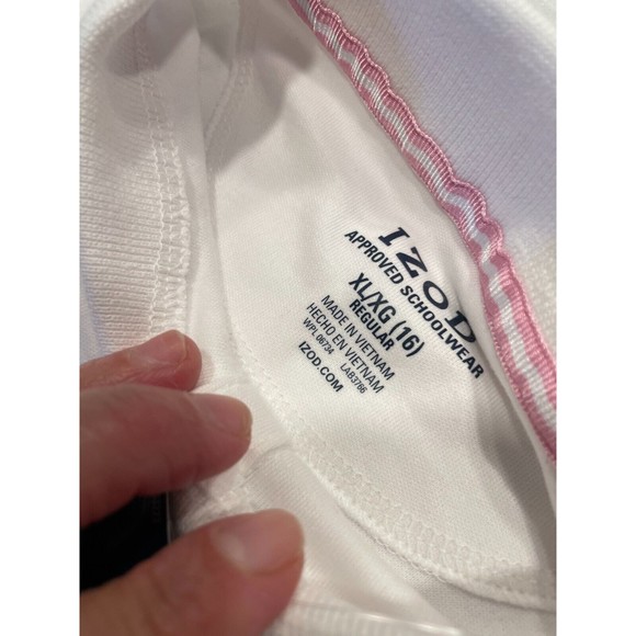 IZOD Approved Girls School Uniform Short Sleeve Polo Shirt XL 16 White NWT - Picture 3 of 9